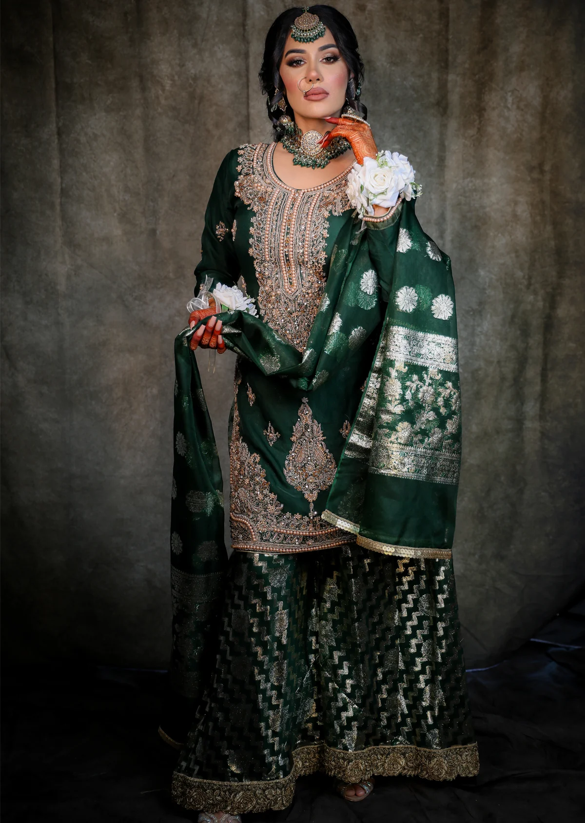 SRB9915 - Anchal Dark Green - Sehrish.B Designer - Image 3