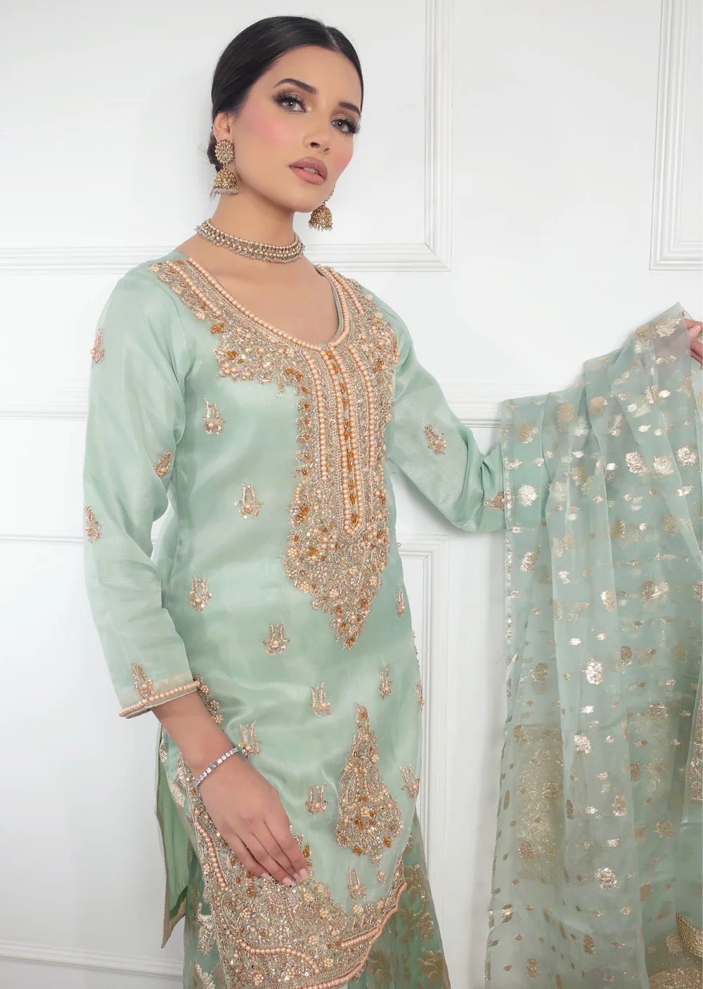 SRB9915 - Anchal Mint Sehrish.B Designer - Image 3
