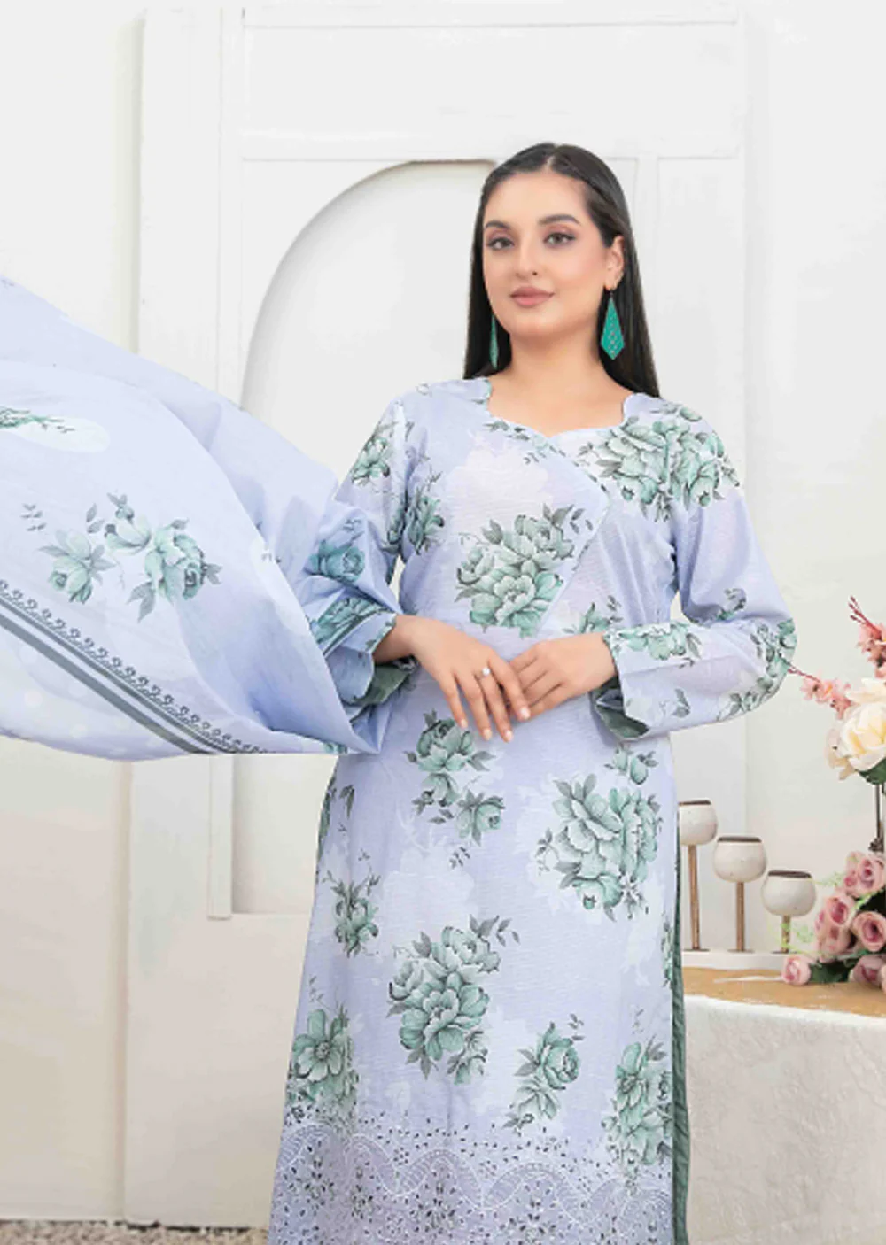 TWD-1685- Readymade  Areeba Tawakkal Lawn Suit 2025 - Image 3