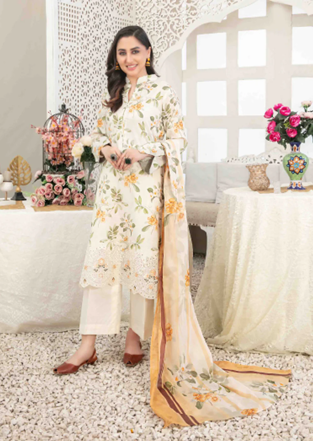 TWD-1686- Readymade  Areeba Tawakkal Lawn Suit 2025