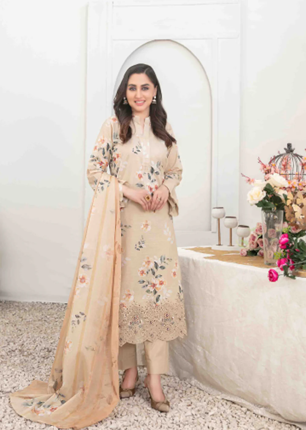 TWD-1687-Readymade Areeba Tawakkal Lawn Suit 2025