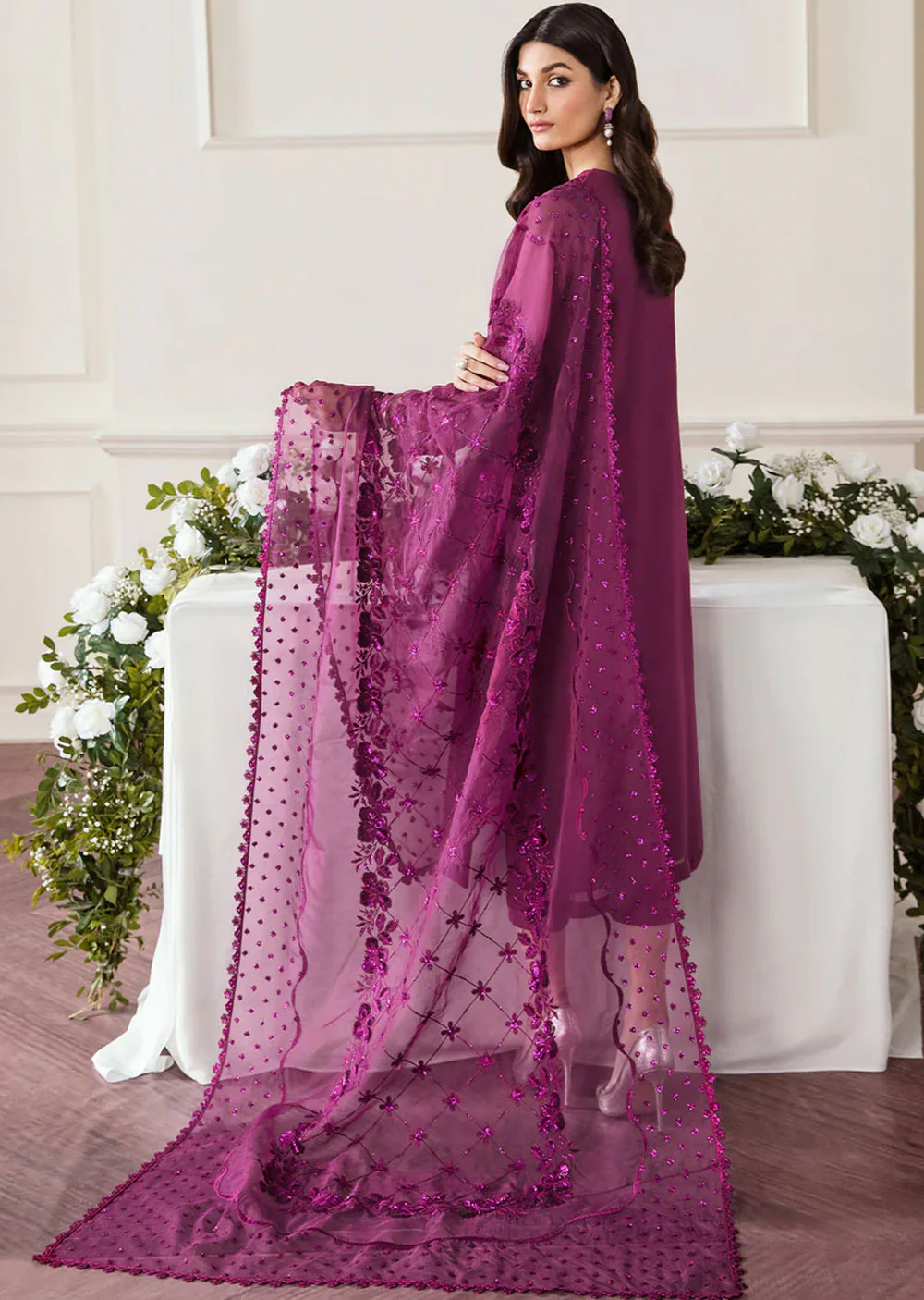 UF-291 - Readymade - Baroque Embroidered Chiffon Suit 2024 - Image 4