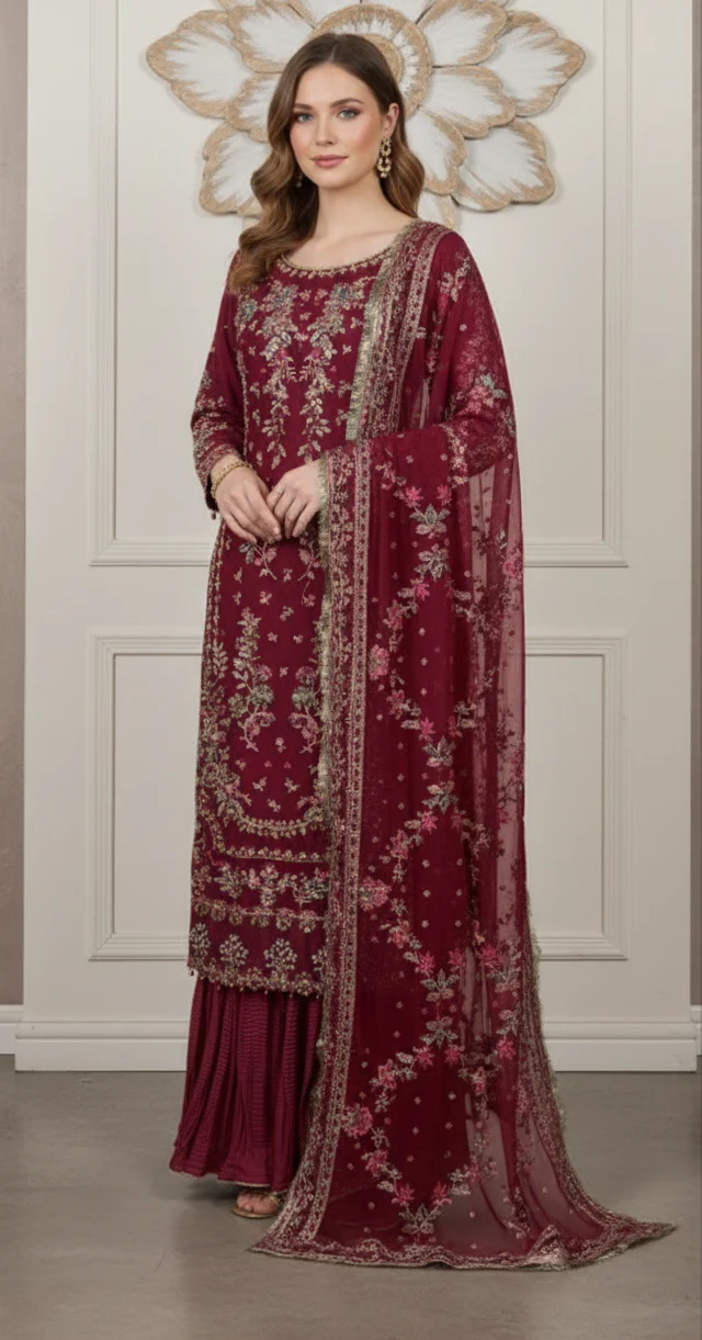UJ1001 JAAN CHIFFON SHARARAH SUIT 2026 - Image 3