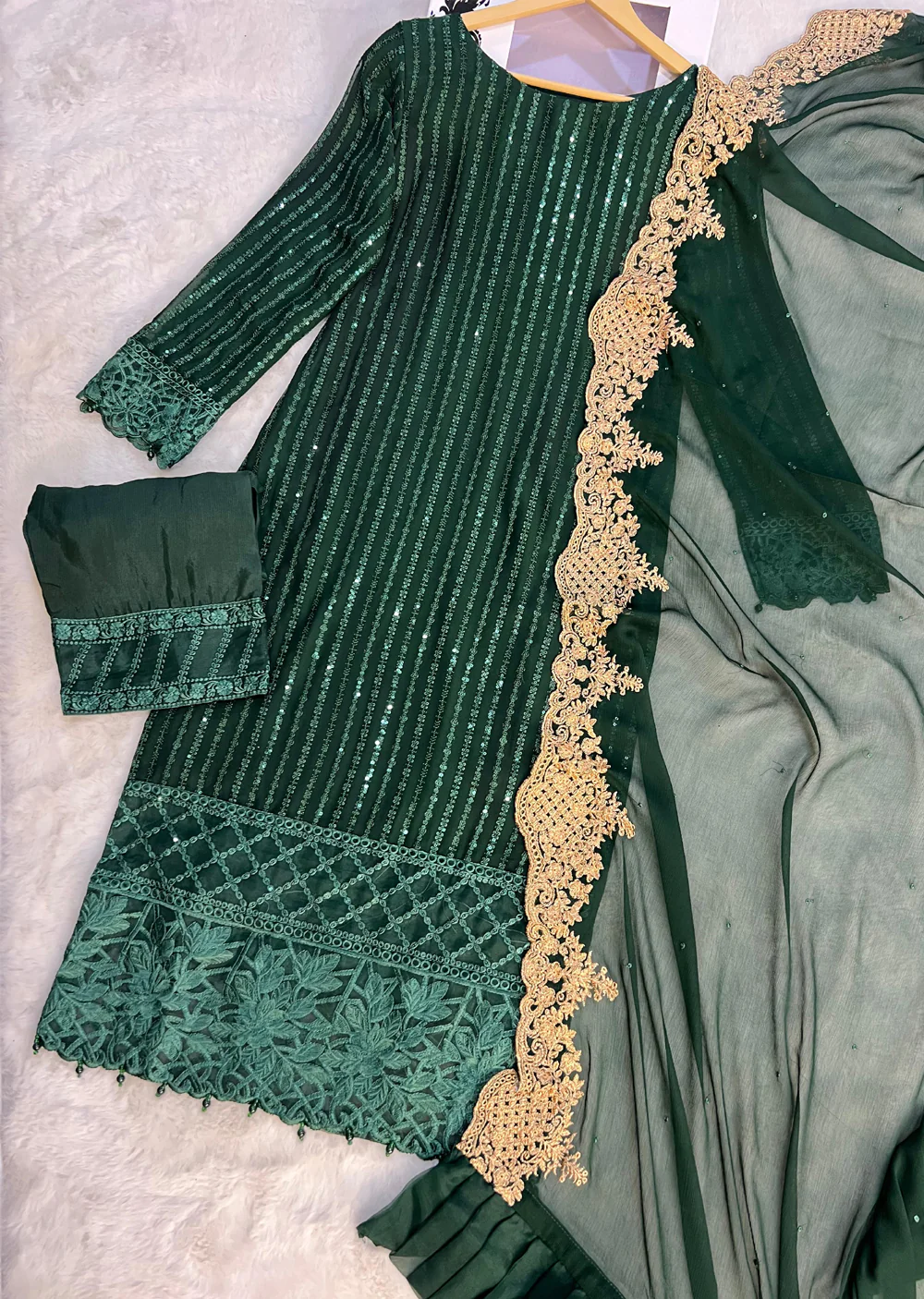 UMR901 Rixos - Green Memsaab Formal Chiffon Suit - Image 2