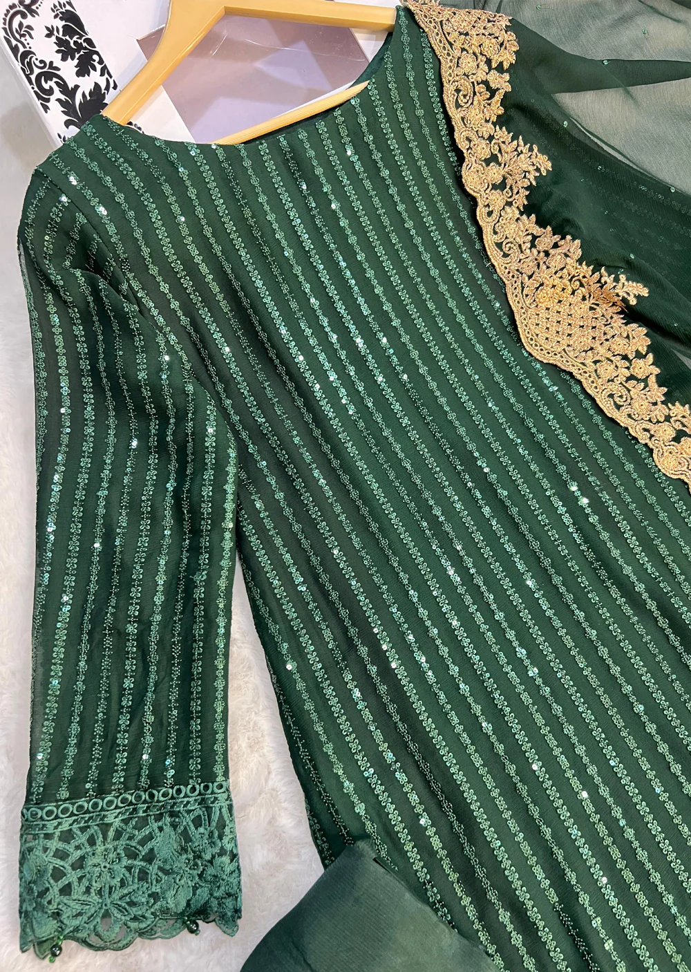 UMR901 Rixos - Green Memsaab Formal Chiffon Suit - Image 4
