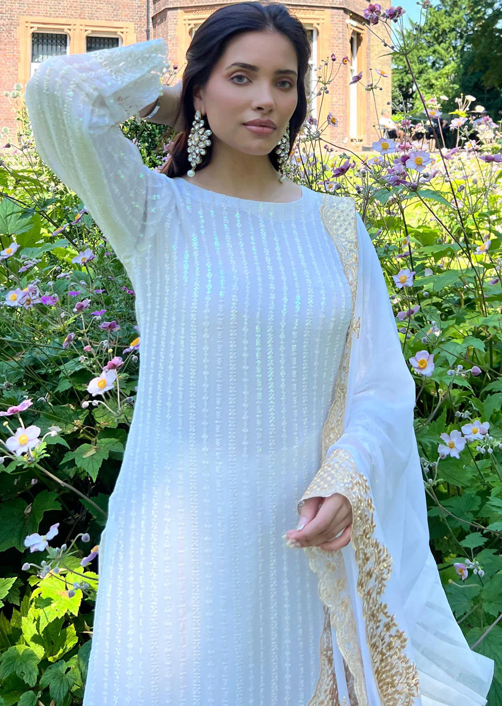 UMR901 Rixos - White Memsaab Formal Chiffon Suit - Image 3