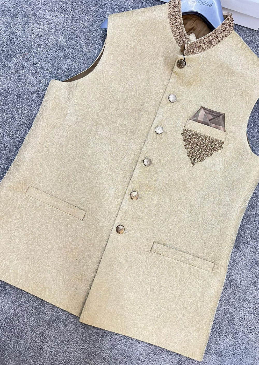 W-1866 Mens Premium Gold Waist Coat - Image 4