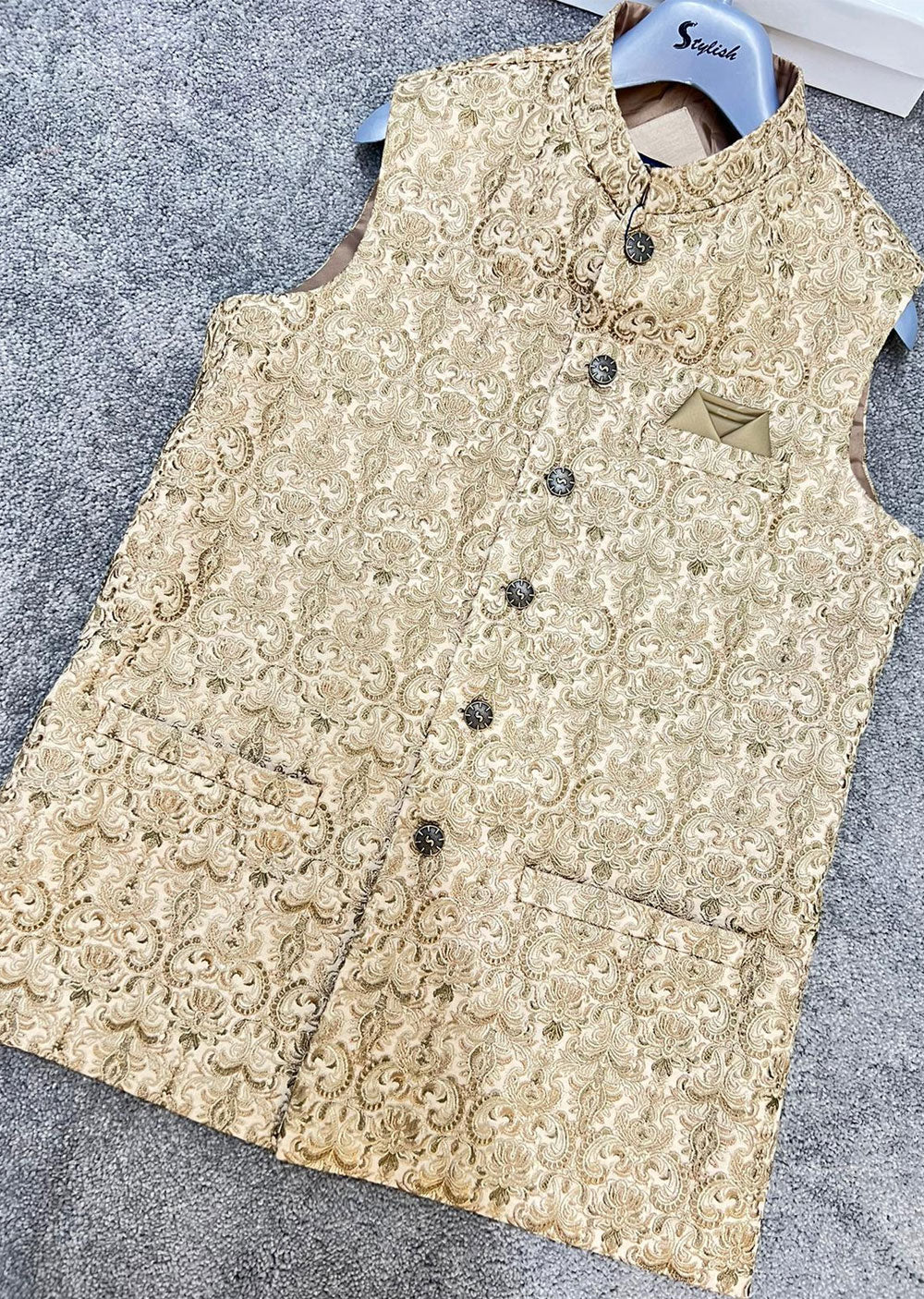 W-2007 Mens Premium Gold Waist Coat - Image 4