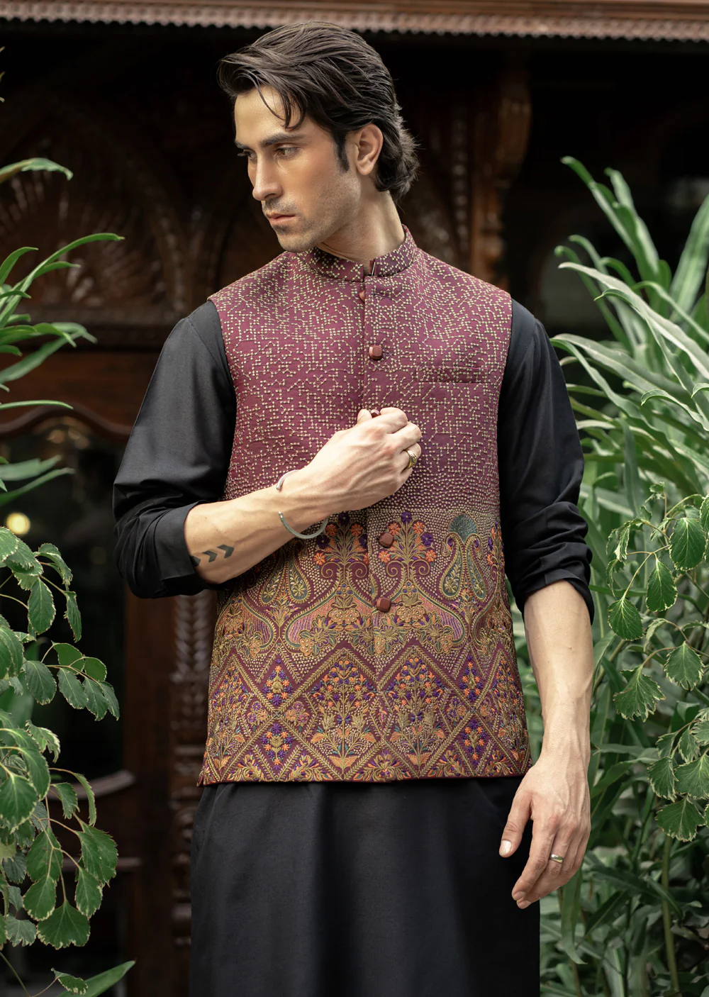 W-2867-1 - Readymade Maysori Fabric Full Embroidery Waistcoat - Image 3