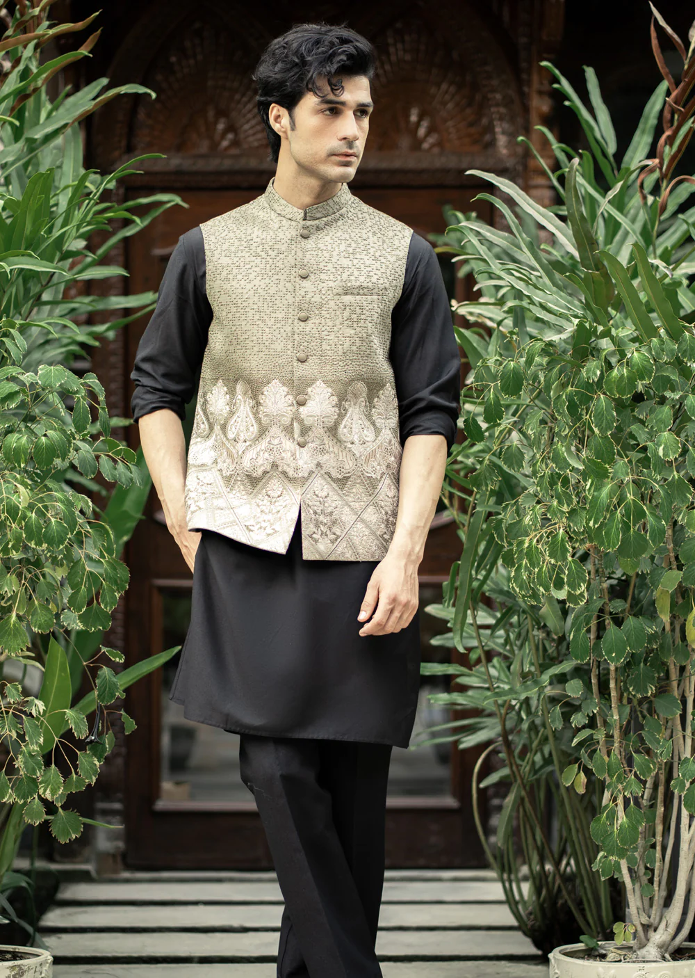 W-2867 - Readymade Maysori Fabric Full Embroidery Waistcoat - Image 2