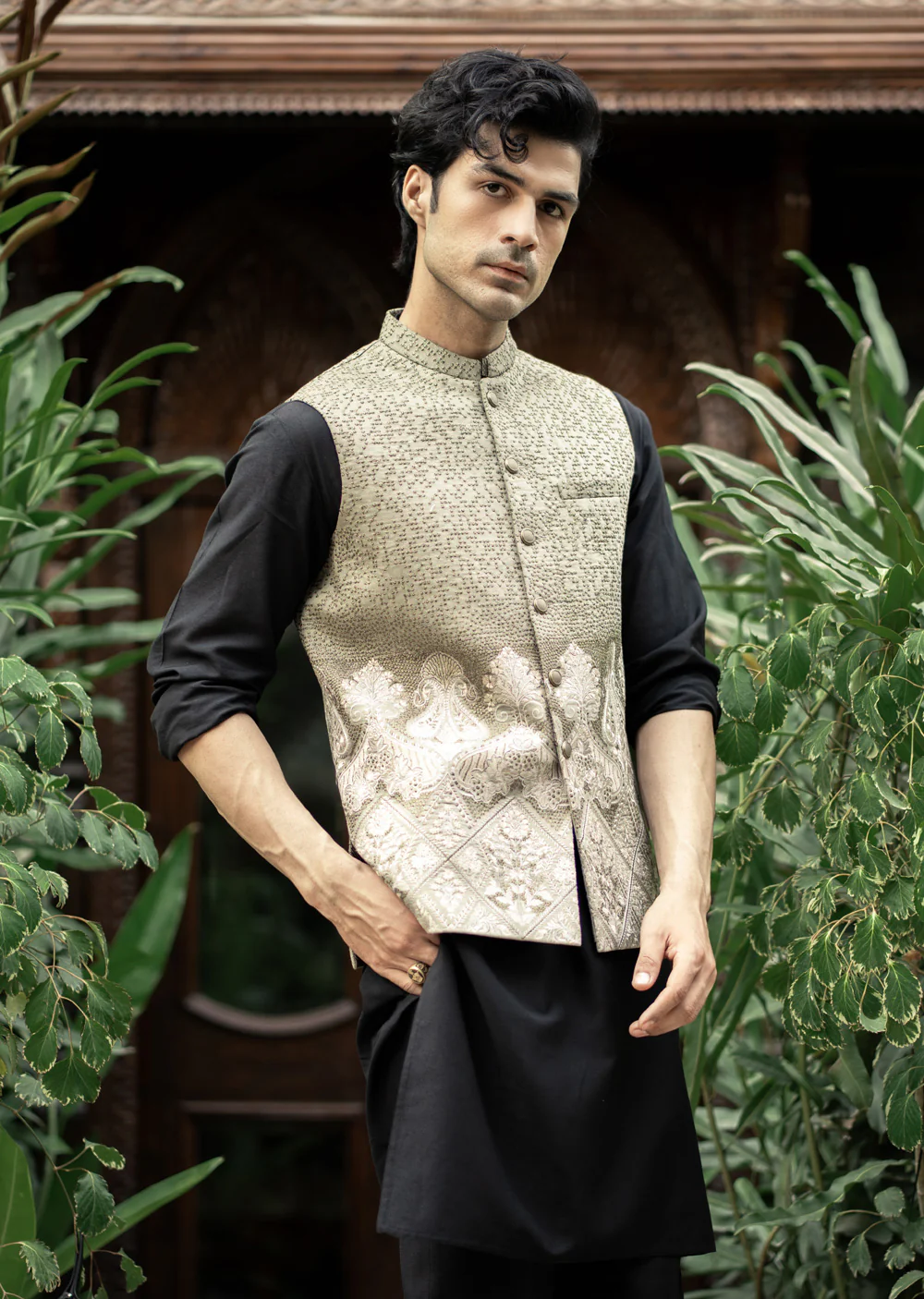 W-2867 - Readymade Maysori Fabric Full Embroidery Waistcoat - Image 5