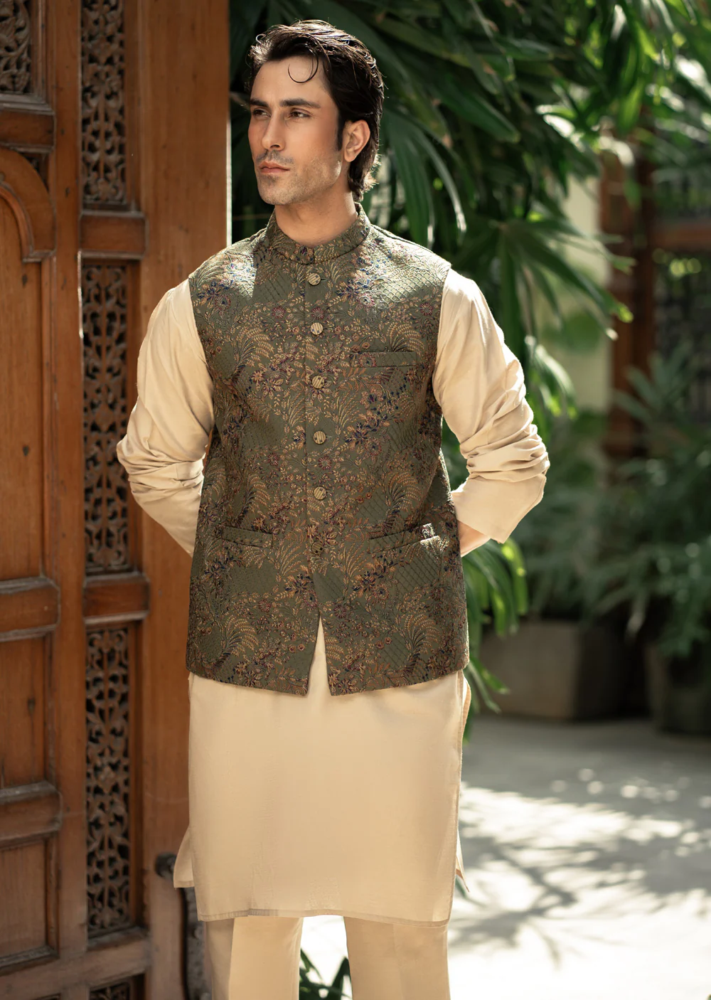 W-2885- Readymade Maysori Fabric Full Embroidery Waistcoat - Image 2