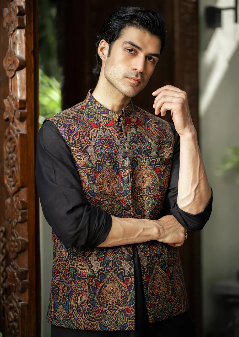 W-2889- Readymade Maysori Fabric Full Embroidery Waistcoat - Image 3
