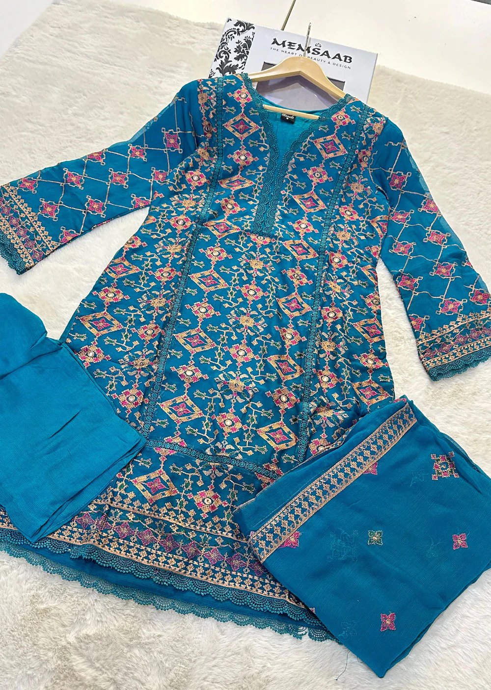 WA-360-L - Teal Readymade - Ramsha Suit 2024 - Image 2