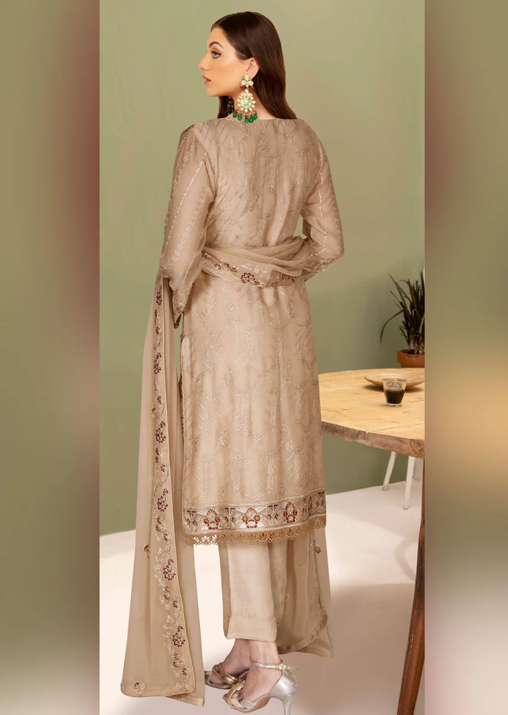 WA-389-A- Readymade - Ramsha Chiffon Suit 2024 - Image 2