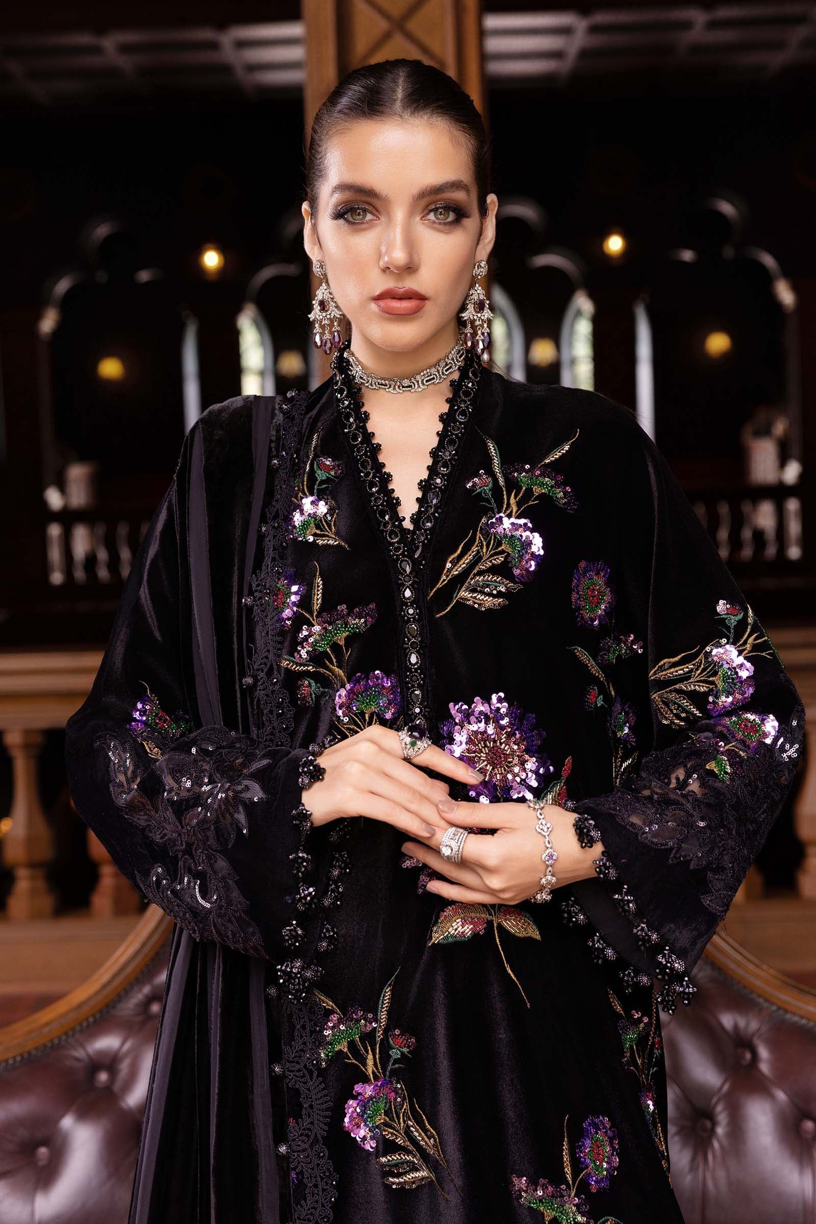 WL-1306- Maria b INSPIRED Embroidered Velvet Suit 2025 - Image 2