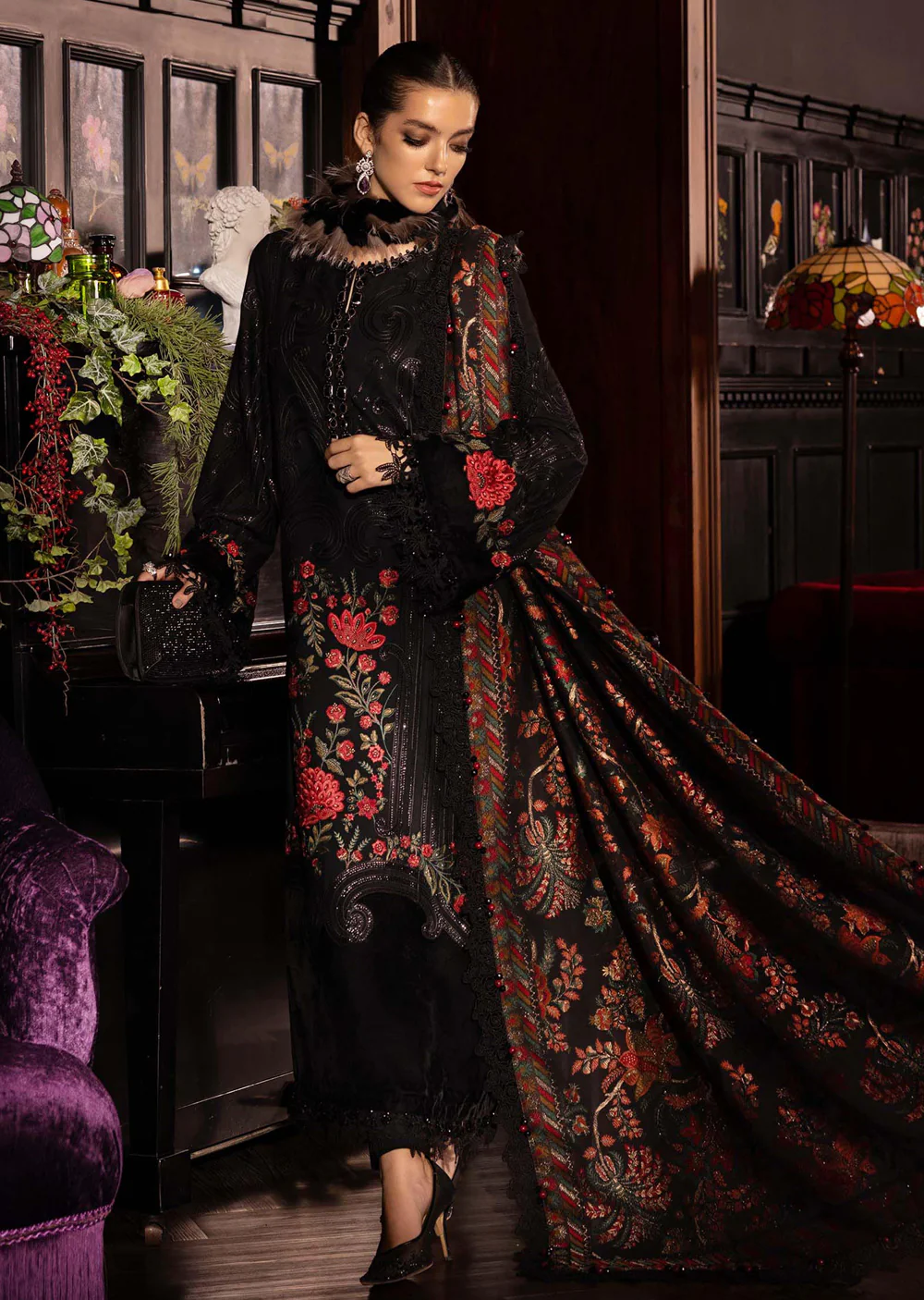 WL-1309- Maria b Embroidered Linen Suit 2025
