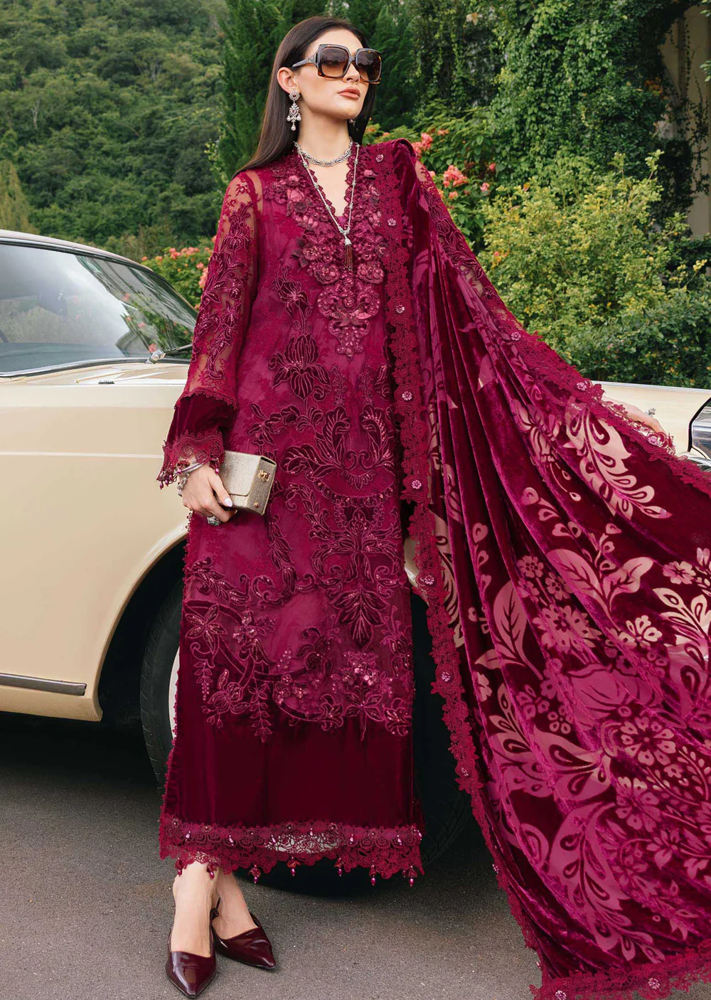 WL-1308- Maria B Embroidered Linen Suit 2025