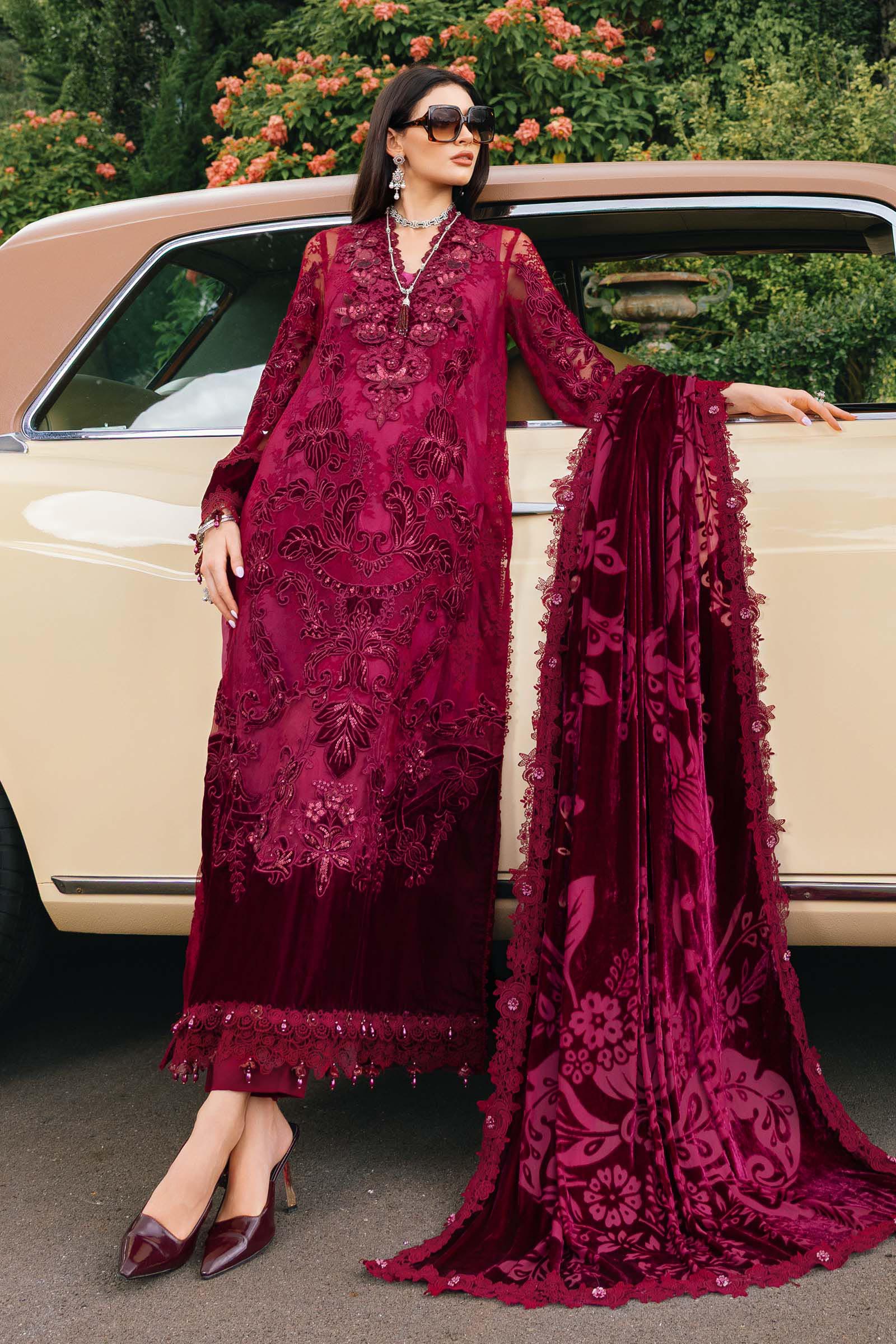 WL-1308- Maria B Embroidered Linen Suit 2025 - Image 4