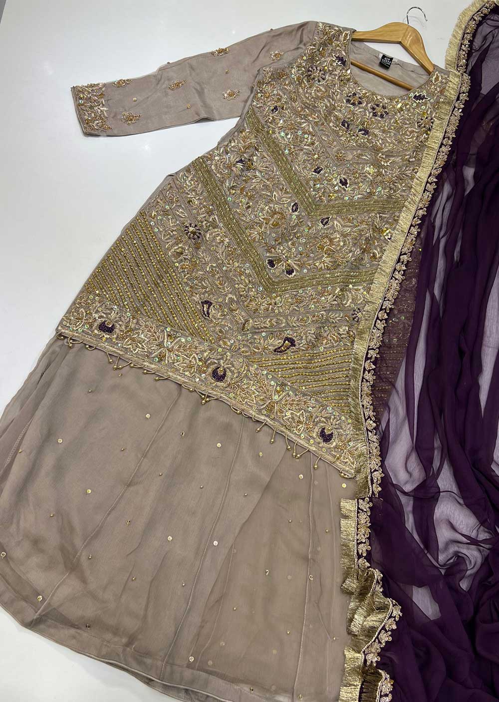 ZN1634 - Light Mauve Wedding Shararah Suit