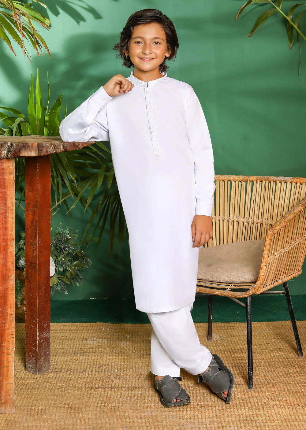 ZN2953A White Readymade Father & Son Salwar Kameez - Image 3